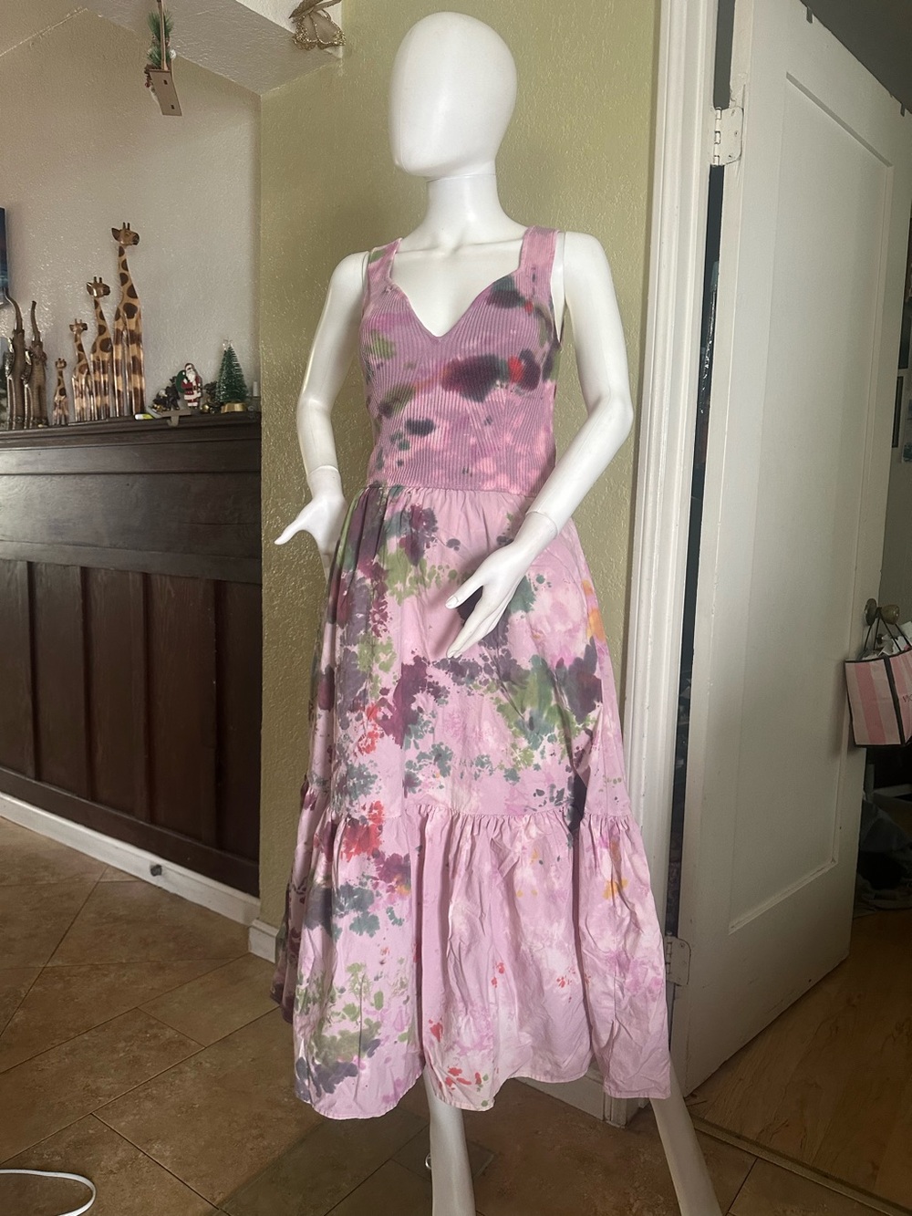 Elan Pink Tie-Dye Tank Midi Dress